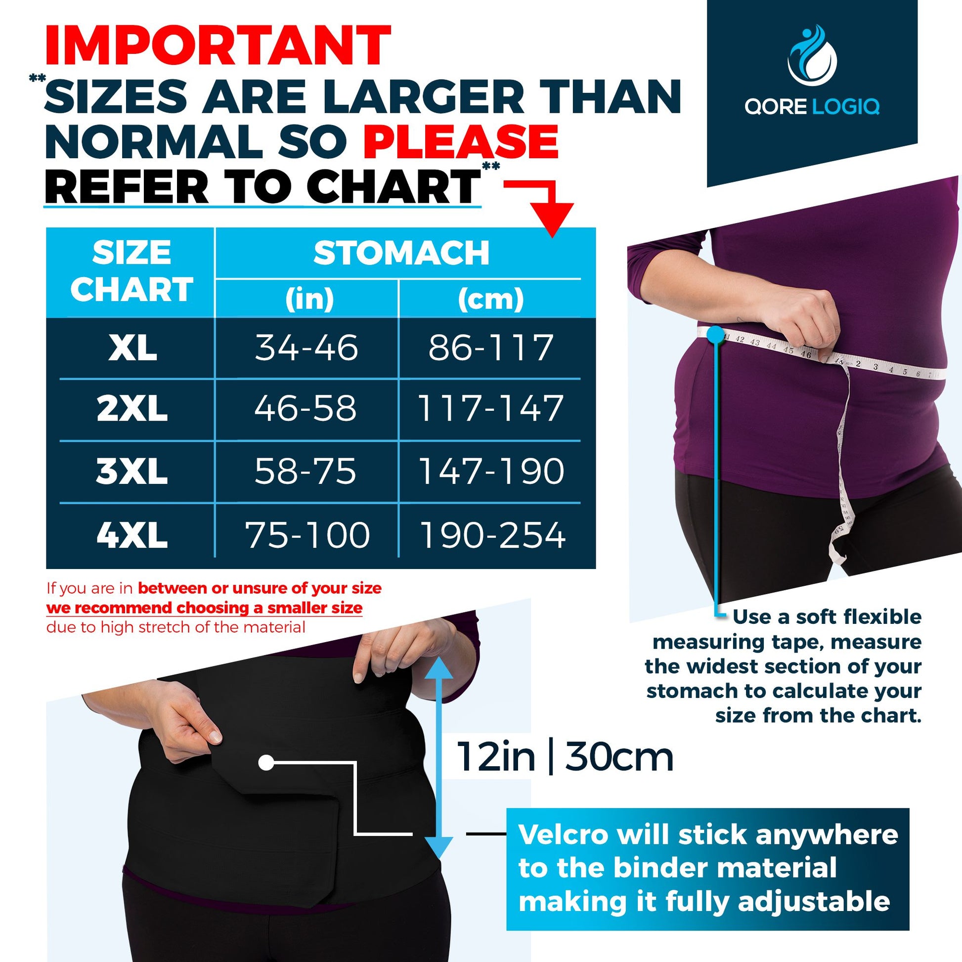 Plus Size 9 Inch Abdominal Binder - QORELOGIQ