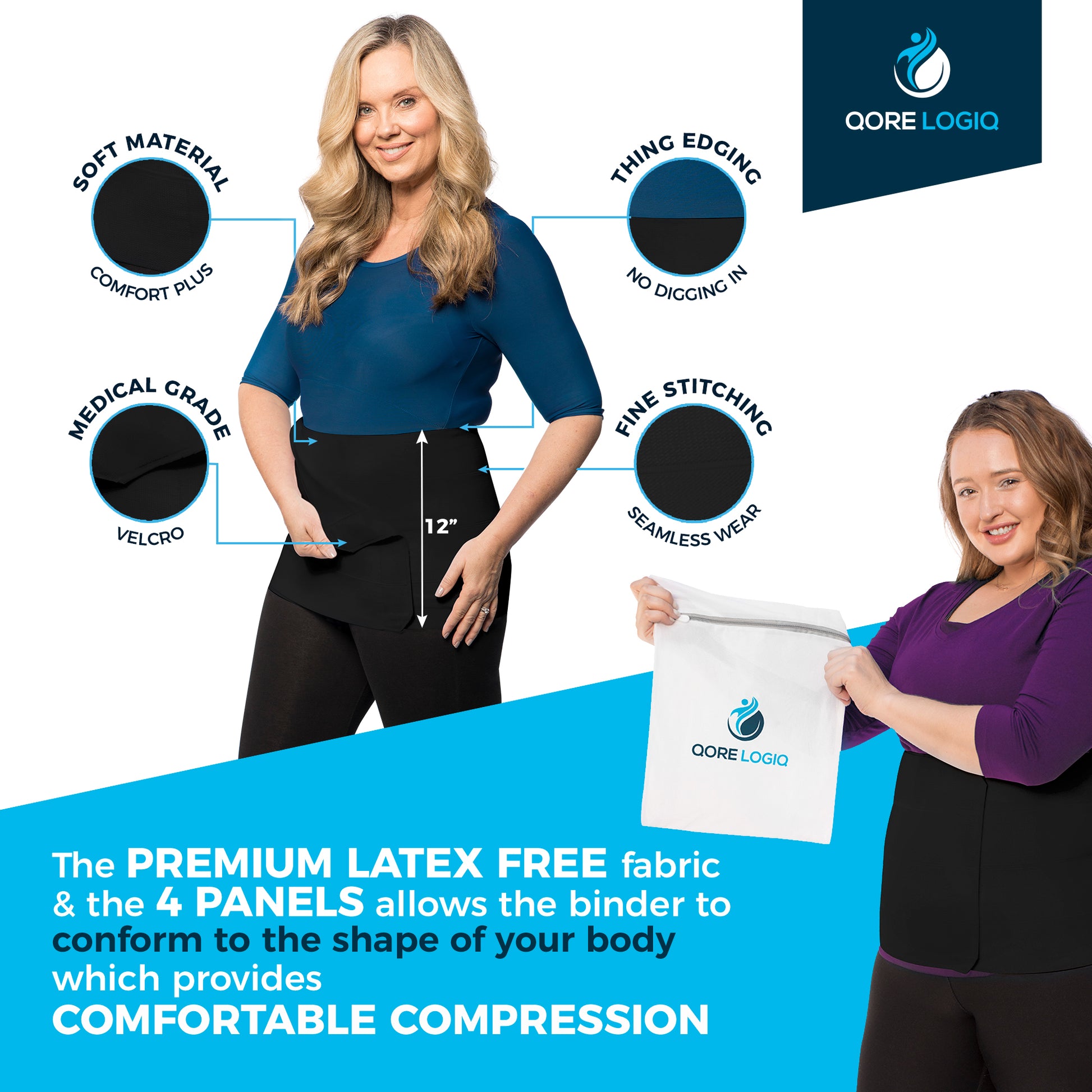 Plus Size 9 Inch Abdominal Binder - QORELOGIQ