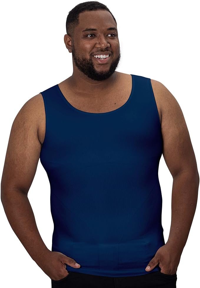 Compression Shirt Tank Top | Tall Length | Navy- QORELOGIQ || color_navy&fit_tall